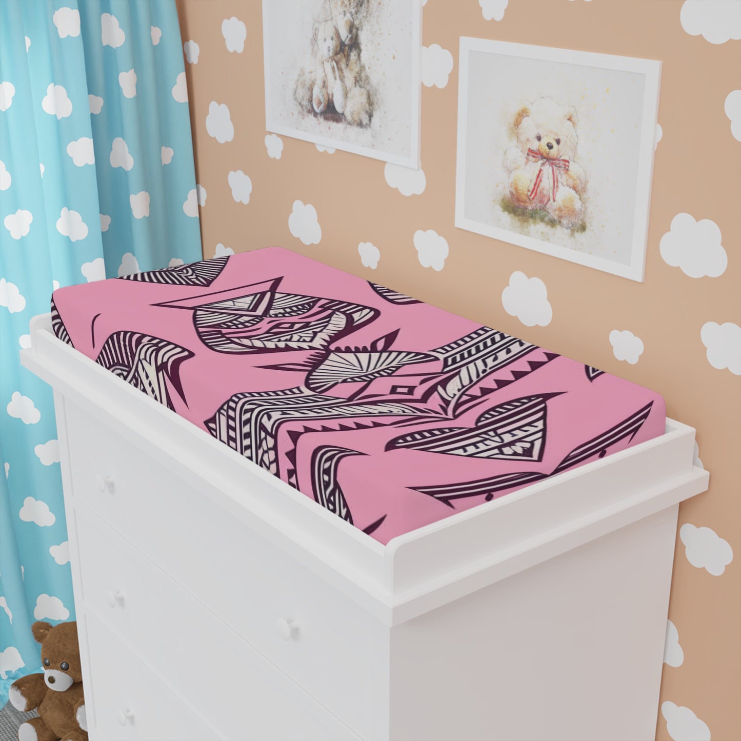 Emma Custom Polynesian Style Prints Baby Changing Pad Cover, Custom Hawaiian Keiki Print Baby Changing Pad Cover, Hawaiian Nursery, Baby Room Decor, Toddler Room Decor