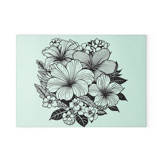 Tropical Bouquet Glass Cutting Board