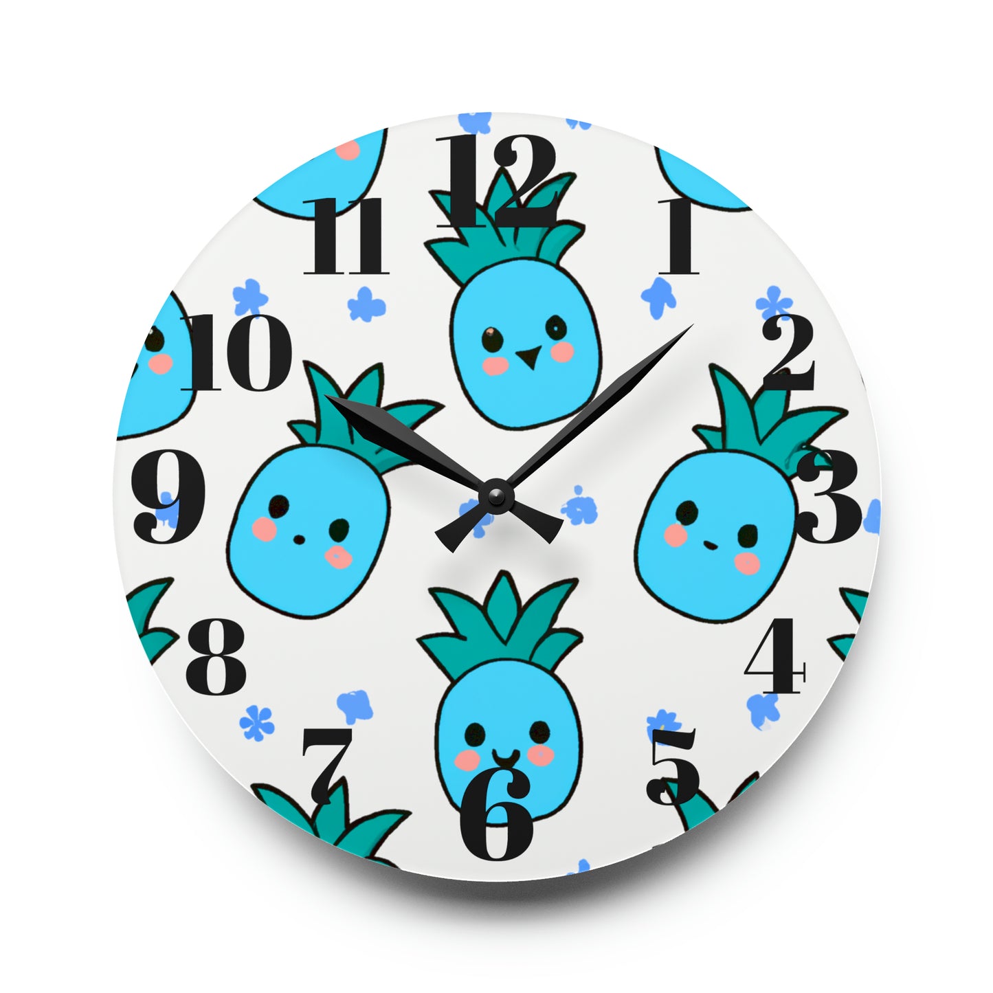 Pina Azul Custom Hawaiian Print Acrylic Wall Clock, Hawaiian Wall Clock, Tropical Wall Clock, Home Decor, Hawaiian Decor