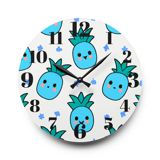 Pina Azul Custom Hawaiian Print Acrylic Wall Clock, Hawaiian Wall Clock, Tropical Wall Clock, Home Decor, Hawaiian Decor