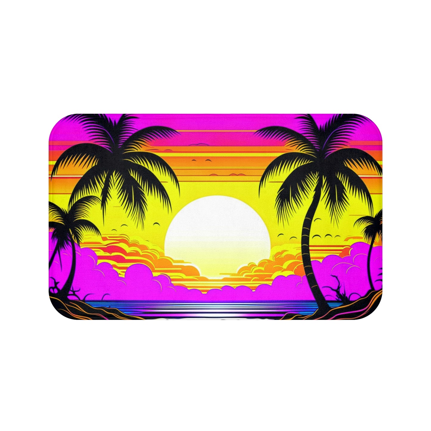 New Wave Custom Hawaiian Print Memory Foam Bath Mat, Matching Bathroom Sets