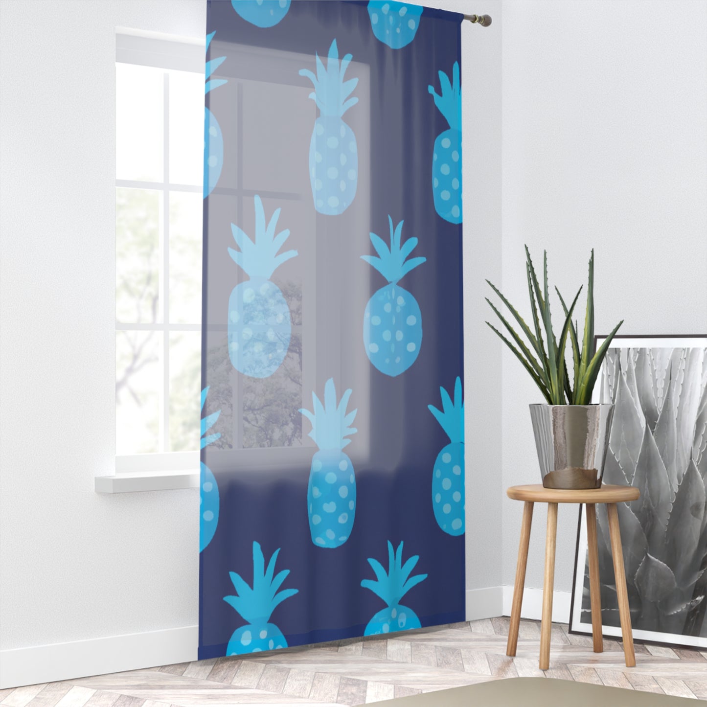 Blue Pineapple Right Side Custom Hawaiian Keiki Print Window Curtain, Window Coverings, Kids Room Decor, Nursery, Play Room, Window Treatments, Home Decor