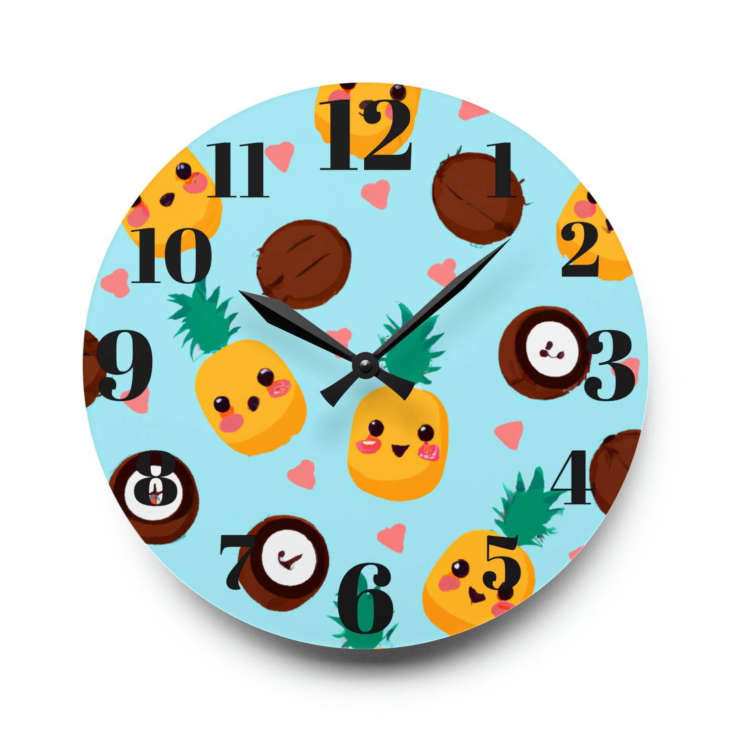 Pina Custom Hawaiian Print Acrylic Wall Clock, Hawaiian Wall Clock, Tropical Wall Clock, Home Decor, Hawaiian Decor