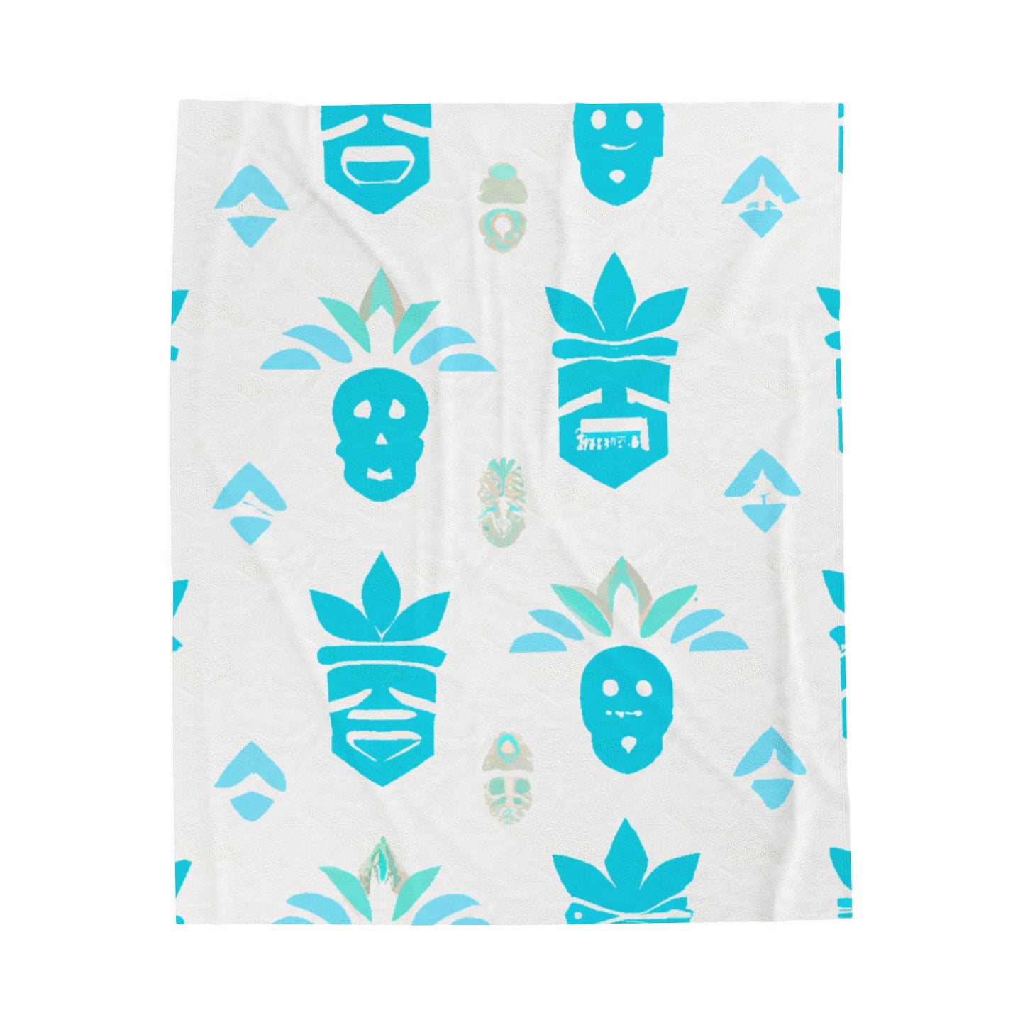 Blue Tiki Custom Hawaiian Keiki Print Velveteen Plush Blanket, Bedspread, Hawaiian Home Decor, Living Room Decor, Bedroom Decor