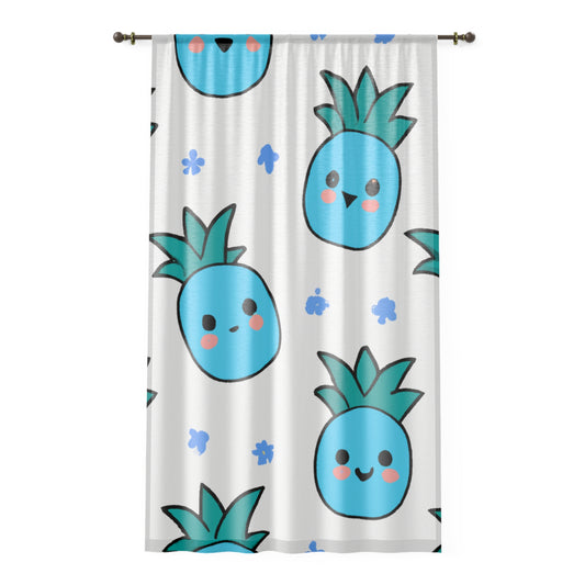 Pina Azul Left Side Custom Hawaiian Keiki Print Window Curtain, Window Coverings, Kids Room Decor, Nursery, Play Room, Window Treatments, Home Decor