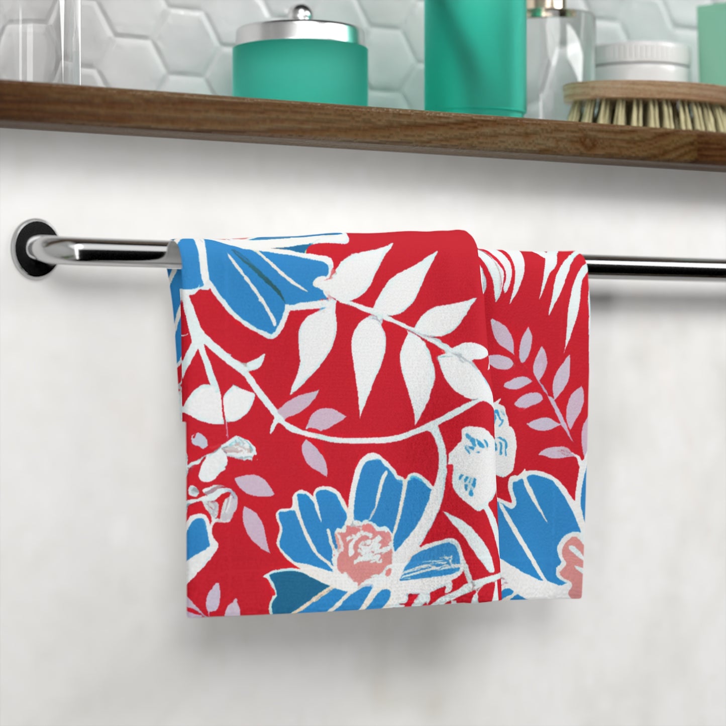 Ula Lani Custom Vintage Tropical Design Face Towel, Custom Hawaiian Print Face Towel, Bath Towel, Bathroom Sets, Matching Bathroom Sets