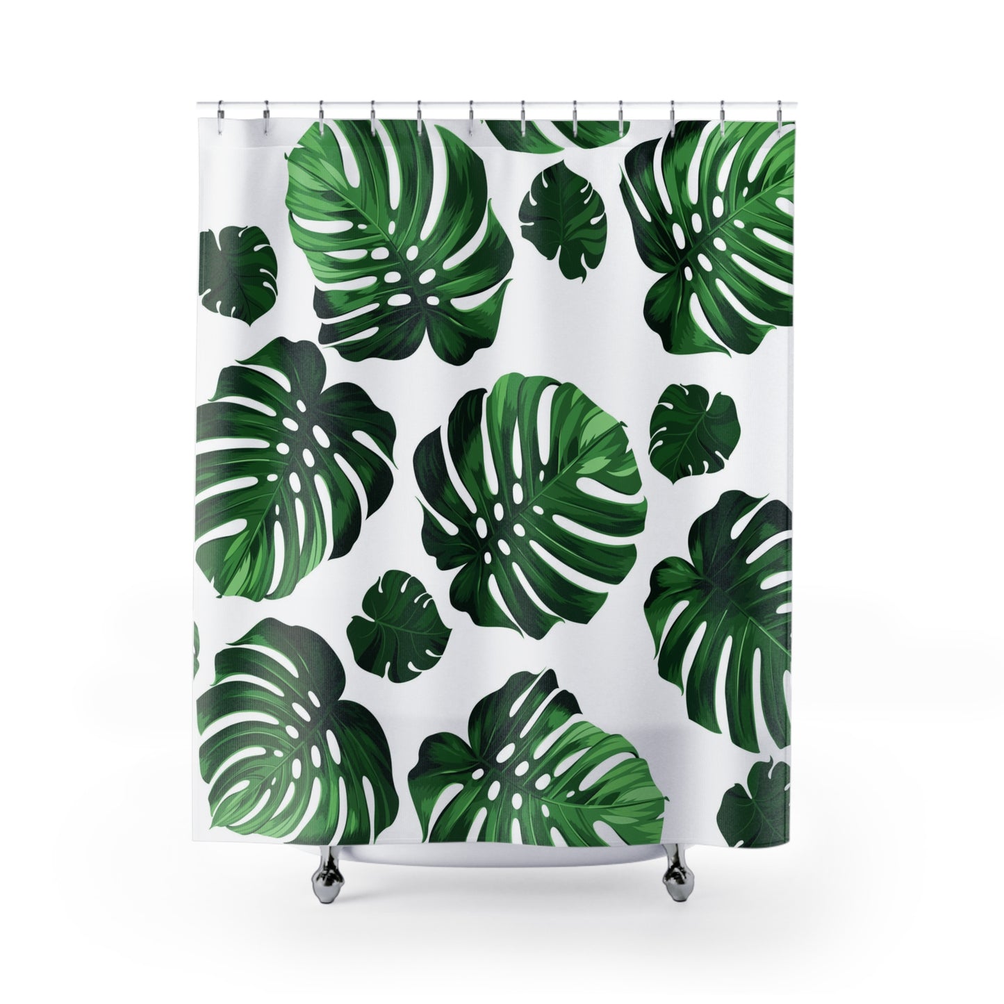 Akaka Monstera Custom Hawaiian Print Shower Curtains, Matching Bathroom Sets, Shower Curtains, Bathroom Sets