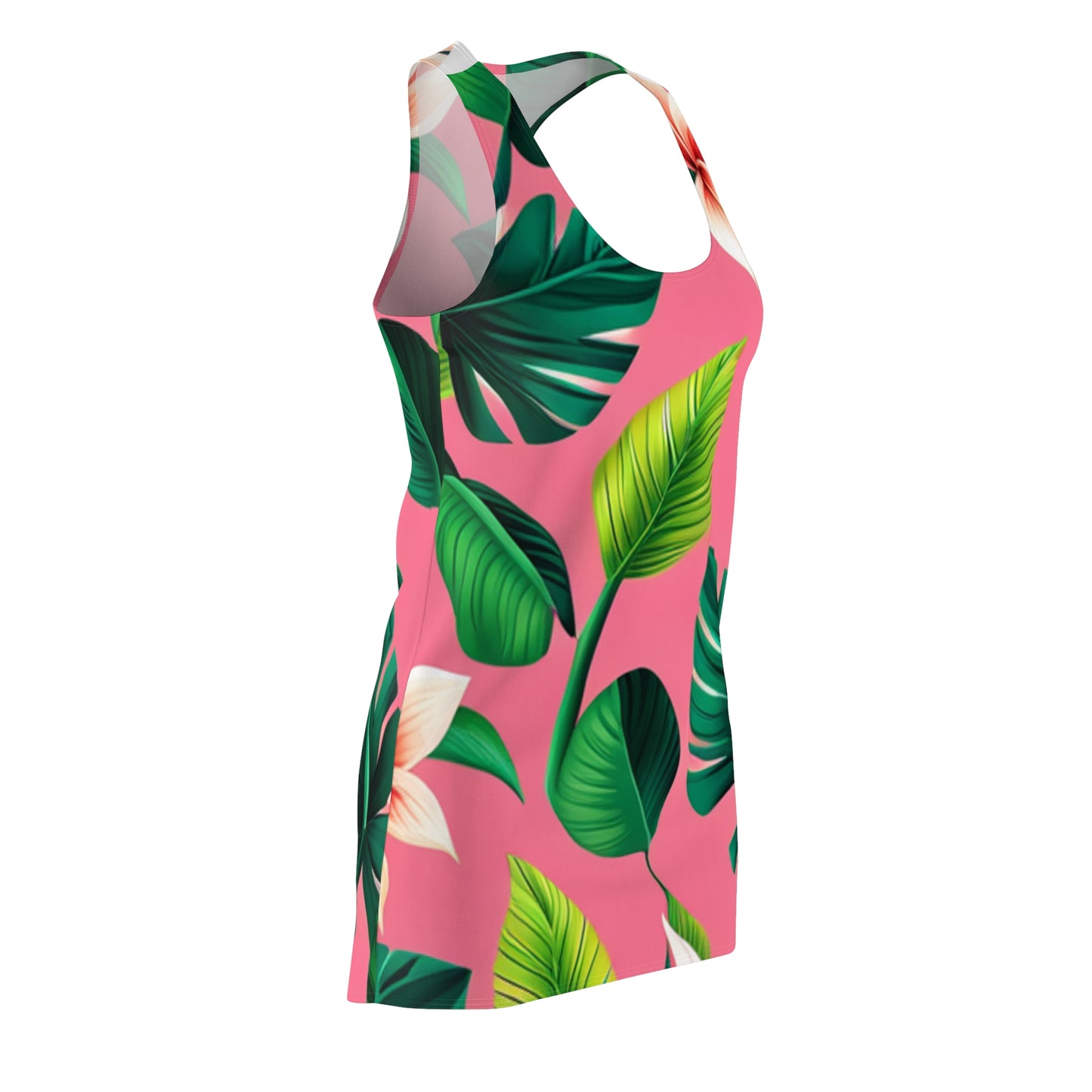 Pink Monstera Women's Cut & Sew Racerback Dress