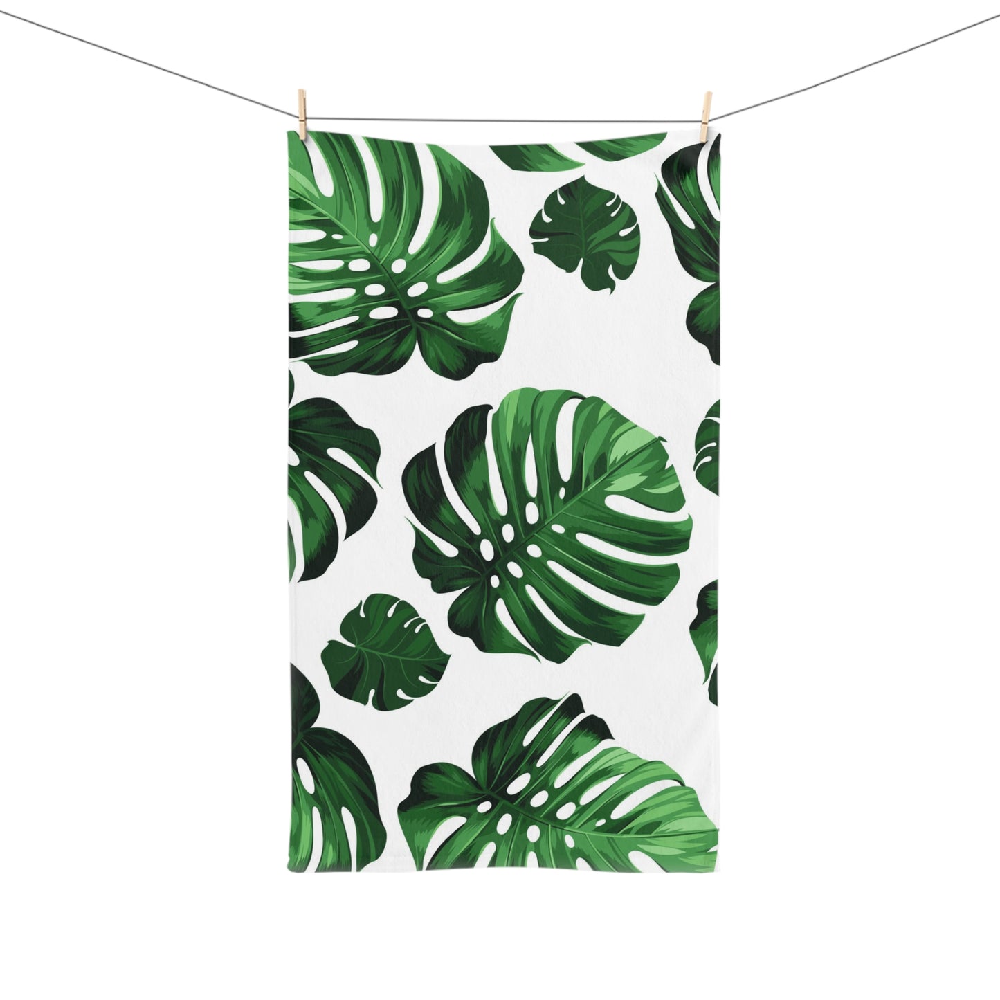 Akaka Monstera Custom Hawaiian Print Hand Towel,Bath Towel, Bathroom Sets, Matching Bathroom Sets