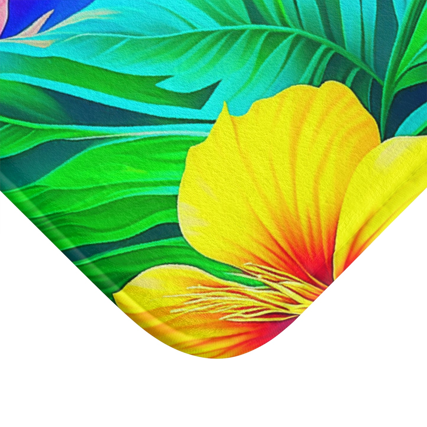 Tropical Rainbow Custom Hawaiian Print Memory Foam Bath Mat, Matching Bathroom Sets