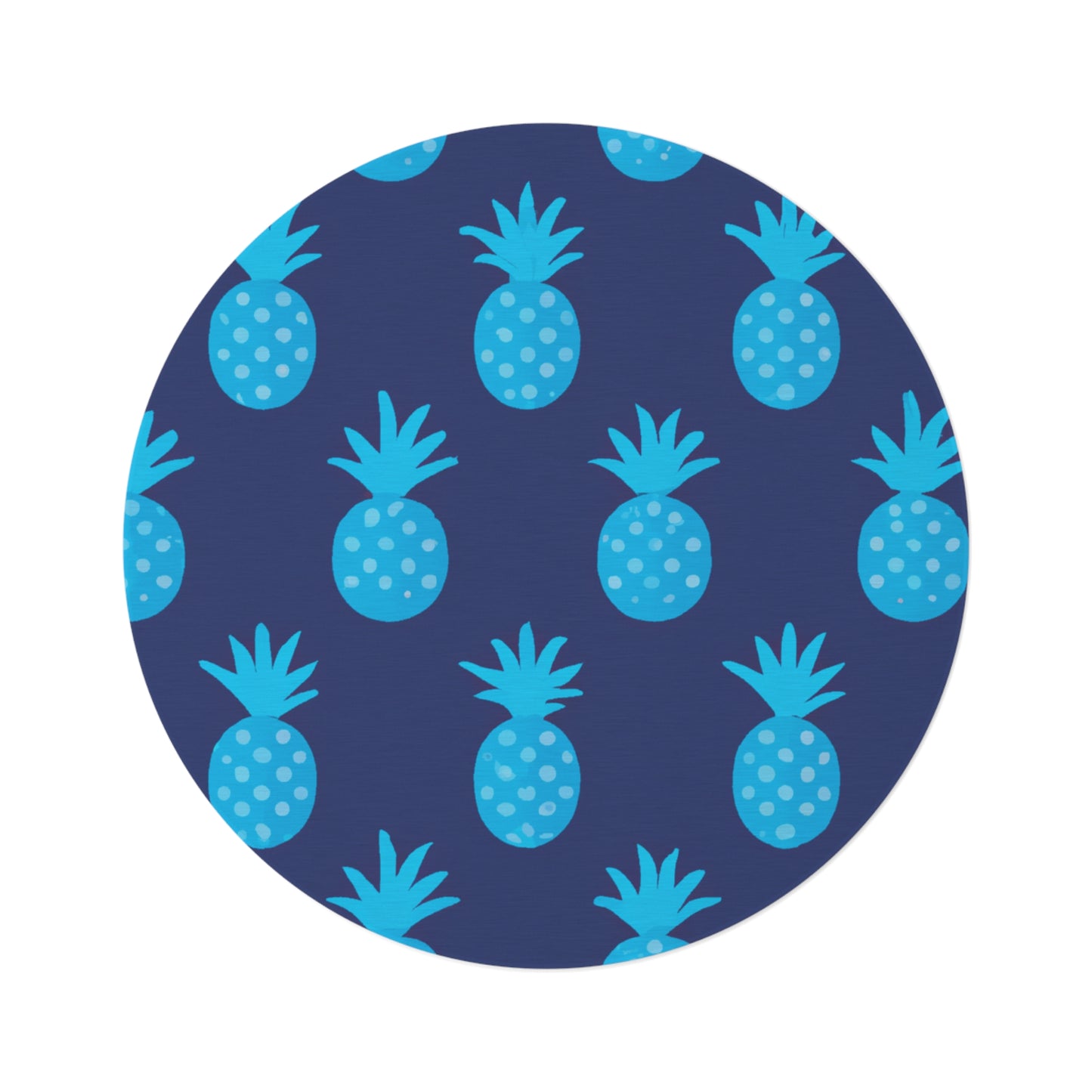 Blue Pineapple Custom Hawaiian Keiki Print Round Rug, Hawaiian Area Rug, Island Carpet, Tropical Floor Rug, Tropical Home Decor