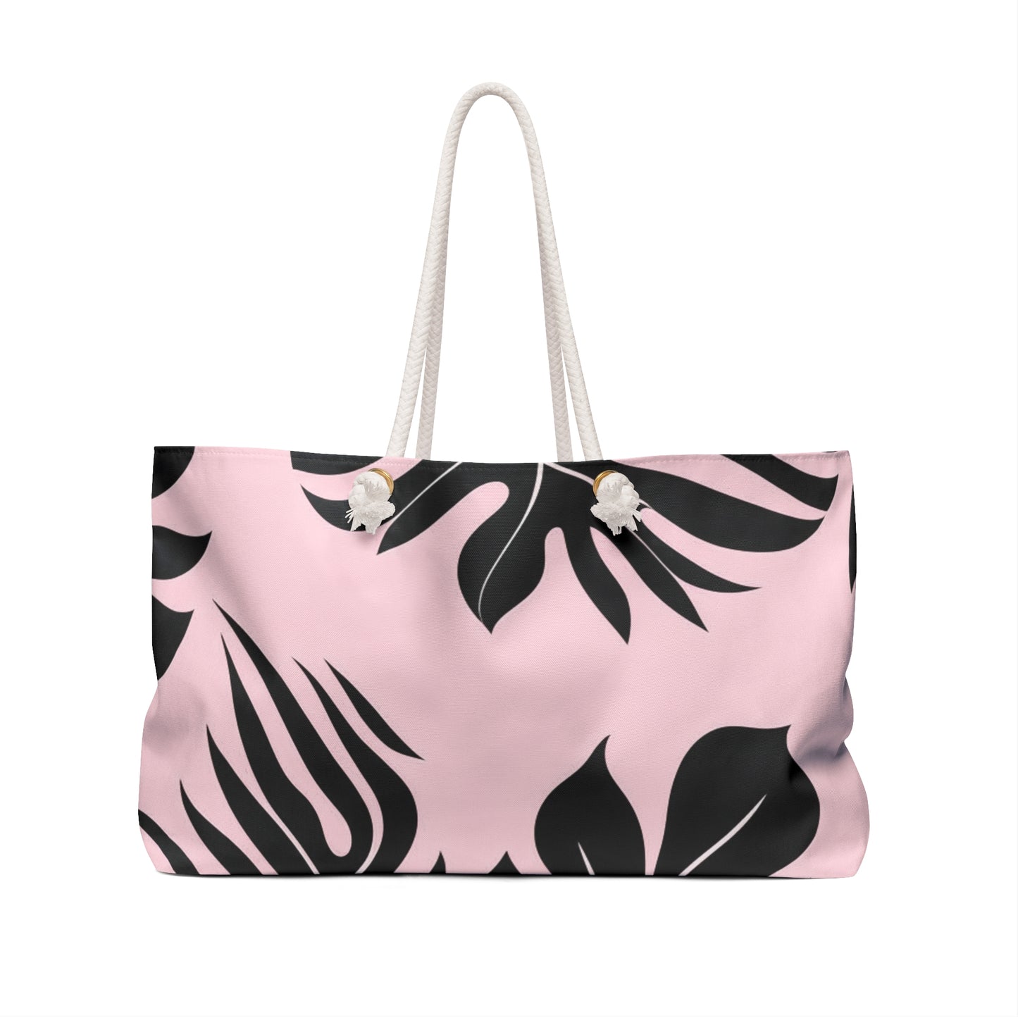 Black Monstera on Pink Weekender Bag