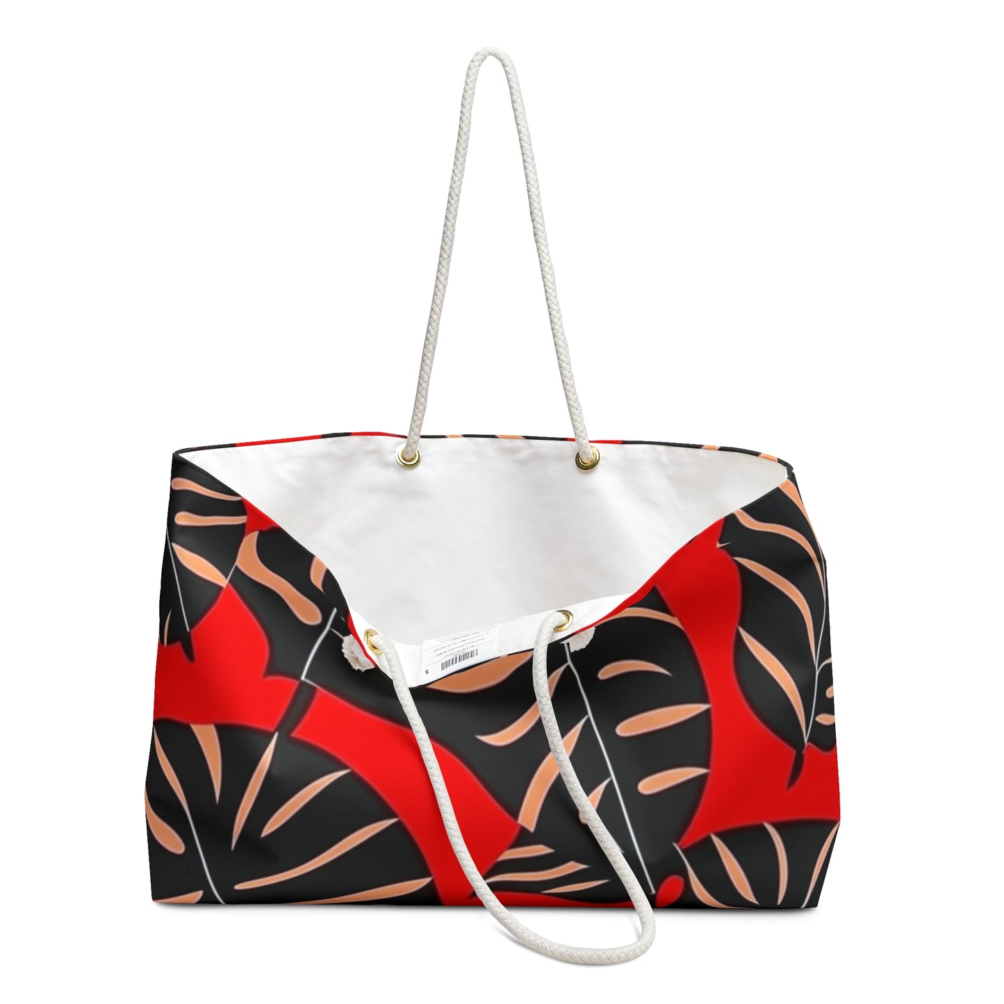 Red and Gold Monstera Weekender Bag