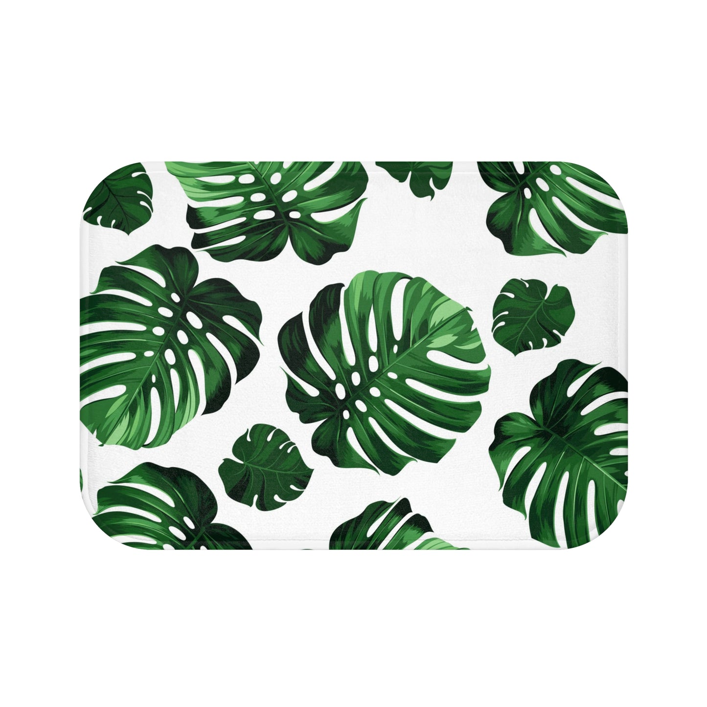 Akaka Monstera Custom Hawaiian Print Memory Foam Bath Mat, Matching Bathroom Sets