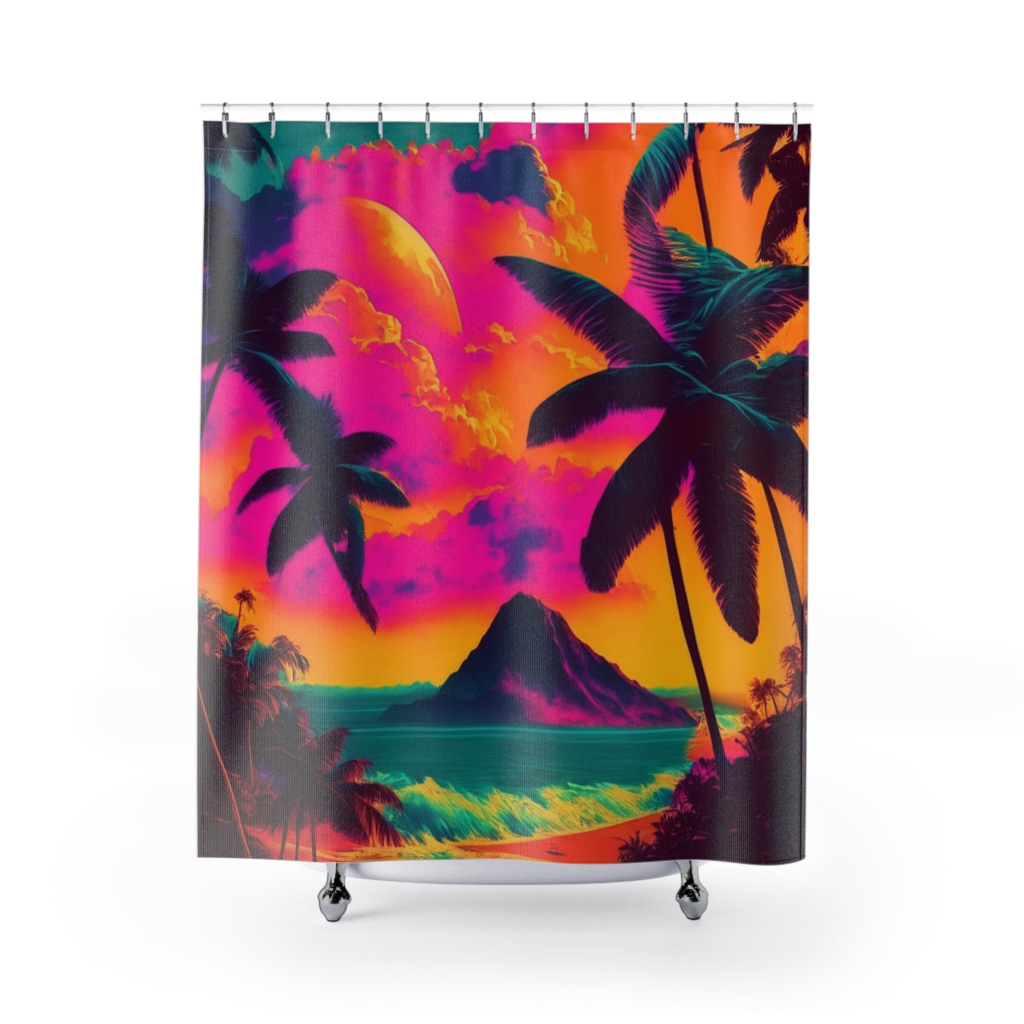 Vintage Tropical Custom Vintage Tropical Design Shower Curtains, Custom Hawaiian Print Shower Curtains, Matching Bathroom Sets, Shower Curtains, Bathroom Sets