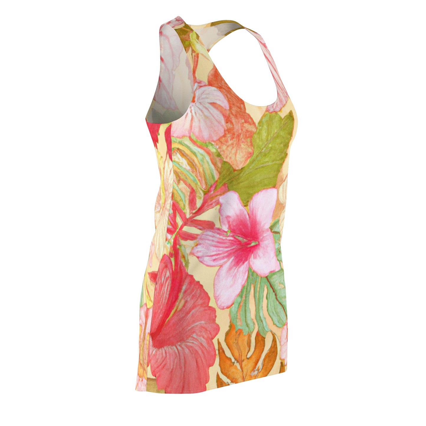 Tropical on Yellow Women's Cut & Sew Racerback Dress