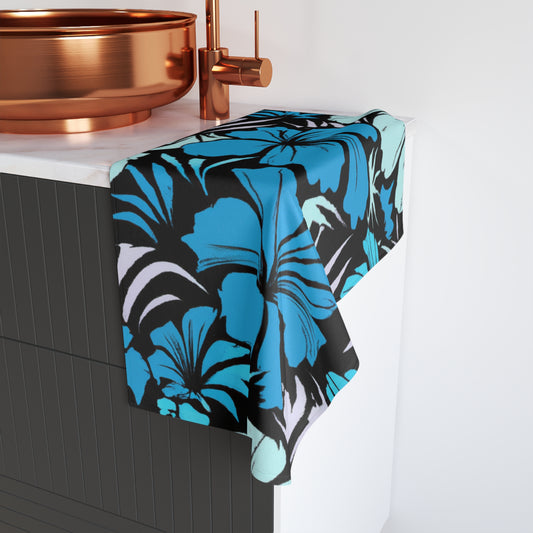 Blue Hibiscus, Custom Hawaiian Design, Hand Towel