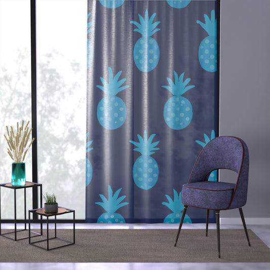 Blue Pineapple Right Side Custom Hawaiian Keiki Print Window Curtain, Window Coverings, Kids Room Decor, Nursery, Play Room, Window Treatments, Home Decor