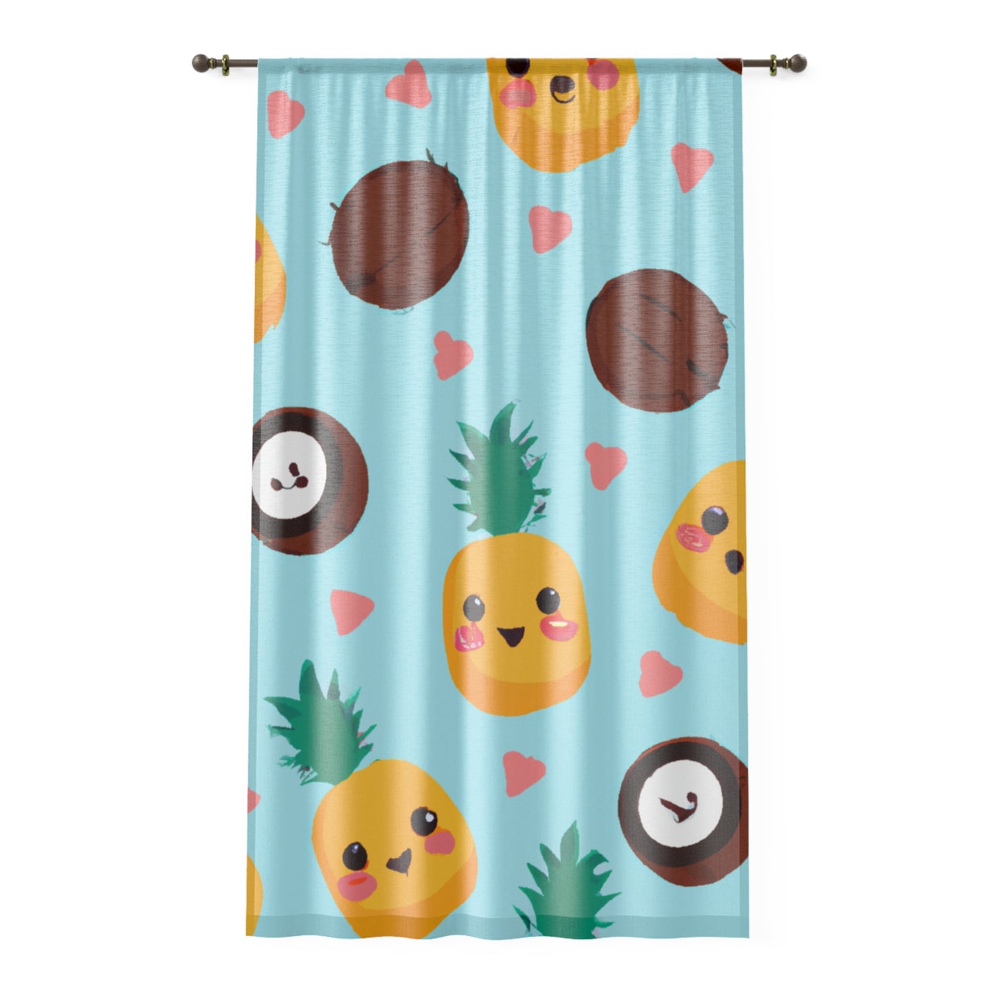 Pina Left Side Custom Hawaiian Keiki Print Window Curtain, Window Coverings, Kids Room Decor, Nursery, Play Room, Window Treatments, Home Decor