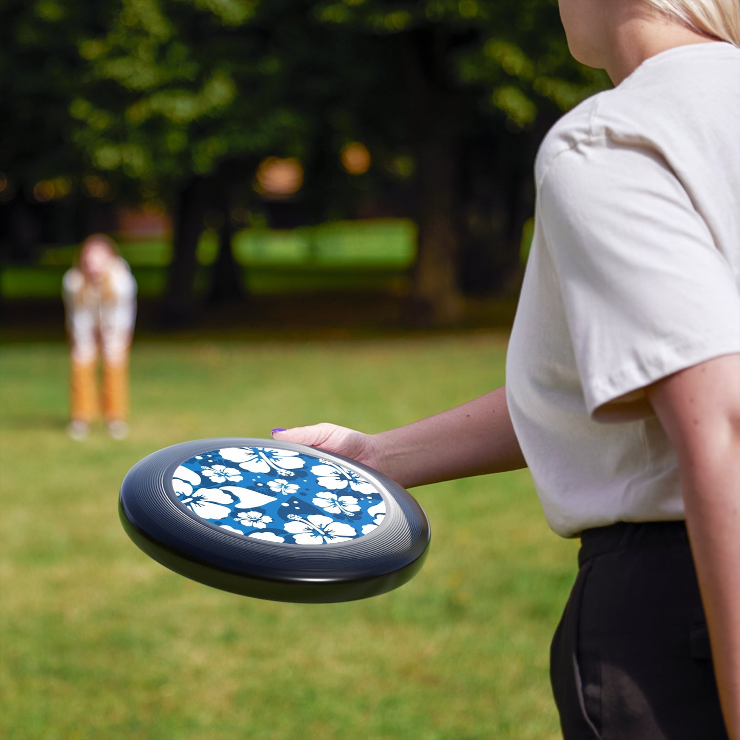 White Hibiscus, Custom Hawaiian Design, Wham-O Frisbee