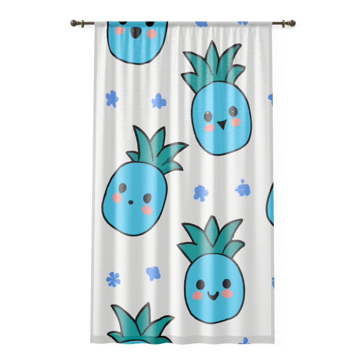 Pina Azul Right Side Custom Hawaiian Keiki Print Window Curtain, Window Coverings, Kids Room Decor, Nursery, Play Room, Window Treatments, Home Decor