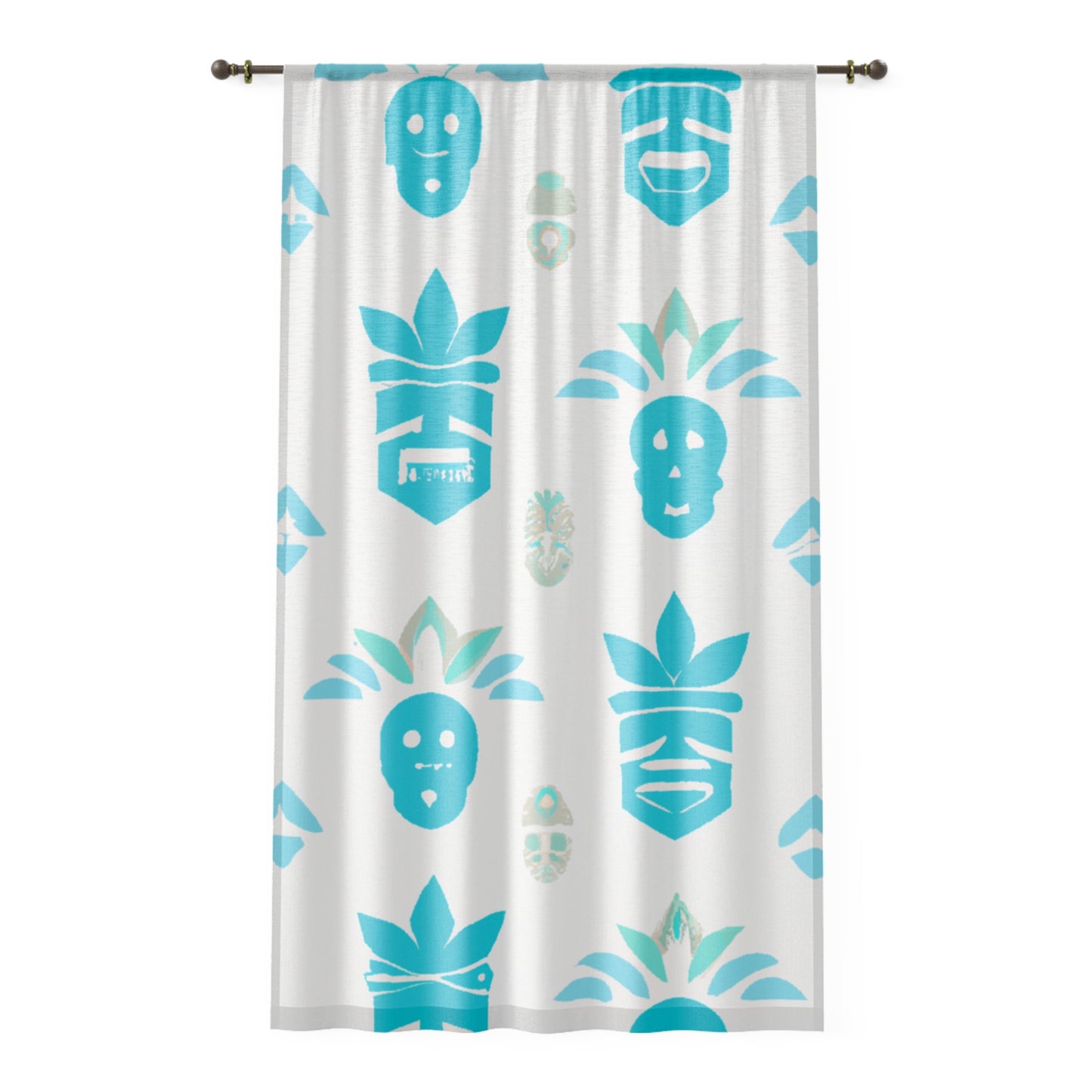 Blue Tiki Left Side Custom Hawaiian Keiki Print Window Curtain, Window Coverings, Kids Room Decor, Nursery, Play Room, Window Treatments, Home Decor