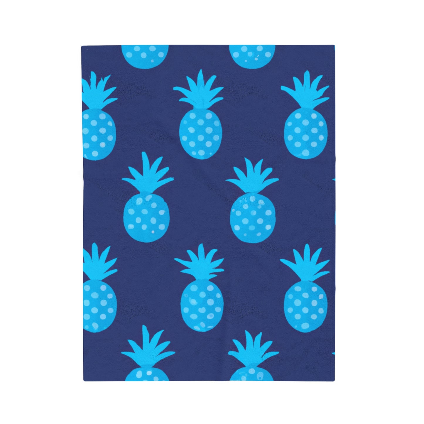 Blue Pineapple Custom Hawaiian Keiki Print Velveteen Plush Blanket, Bedspread, Hawaiian Home Decor, Living Room Decor, Bedroom Decor