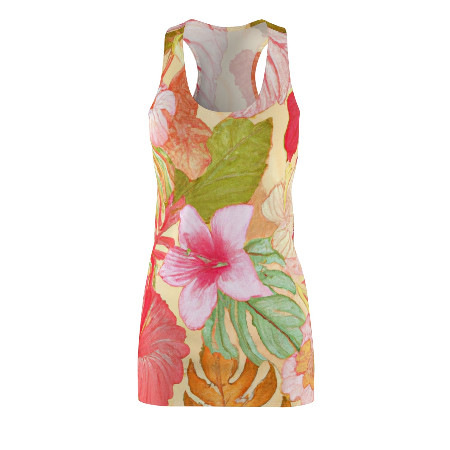 Tropical on Yellow Women's Cut & Sew Racerback Dress