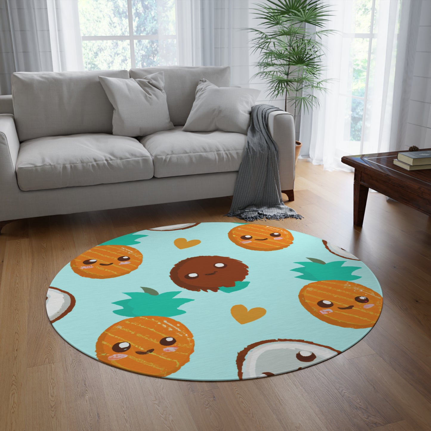 Coco and Pina Custom Hawaiian Keiki Print Round Rug, Hawaiian Area Rug, Island Carpet, Tropical Floor Rug, Tropical Home Decor