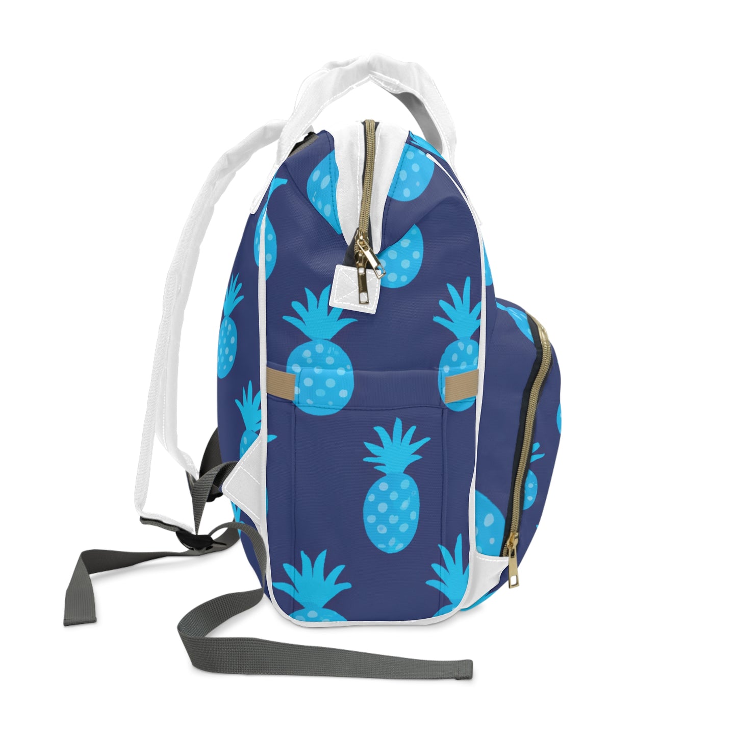 Blue Pineapple Custom Hawaiian Keiki Print Multifunctional Diaper Backpack, Diaper Bags, Backpacks, Beach Bags, Beach Essentials