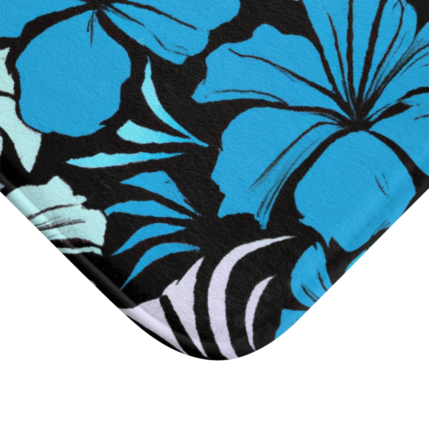 Blue Hibiscus, Custom Hawaiian Design, Bath Mat