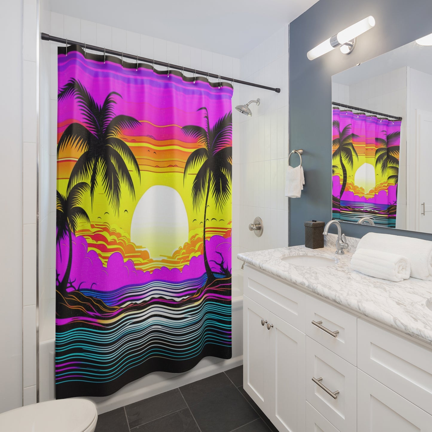 New Wave Custom Hawaiian Print Shower Curtains, Matching Bathroom Sets, Shower Curtains, Bathroom Sets