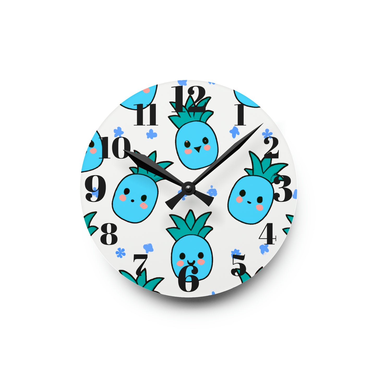 Pina Azul Custom Hawaiian Print Acrylic Wall Clock, Hawaiian Wall Clock, Tropical Wall Clock, Home Decor, Hawaiian Decor