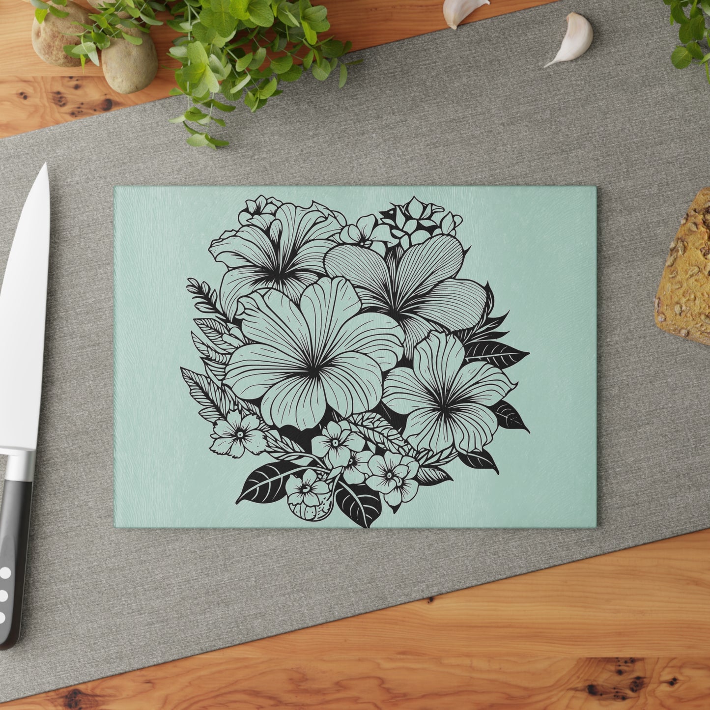 Tropical Bouquet Glass Cutting Board