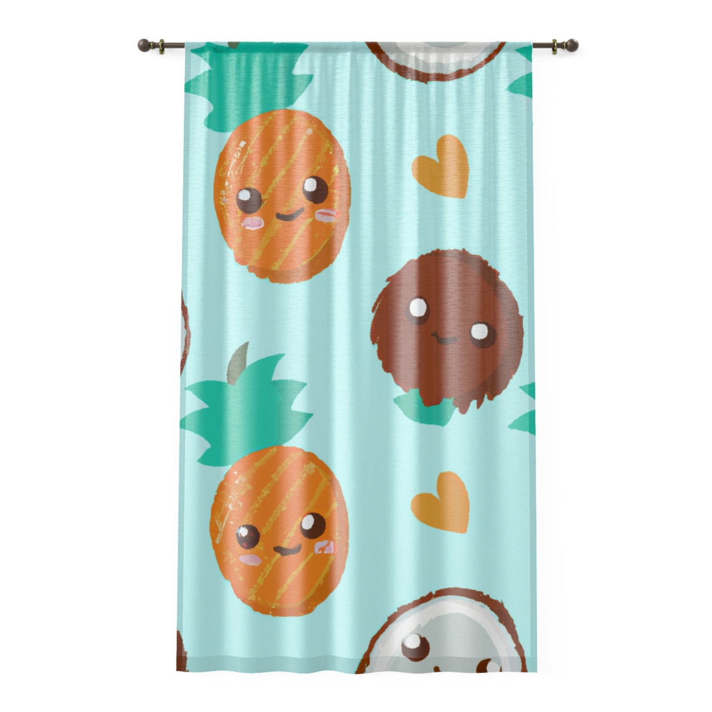 Coco and Pina Left Side Custom Hawaiian Keiki Print Window Curtain, Window Coverings, Kids Room Decor, Nursery, Play Room, Window Treatments, Home Decor