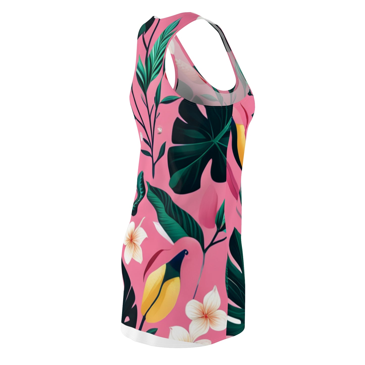 Pink Hawaiian Floral Women's Cut & Sew Racerback Dress