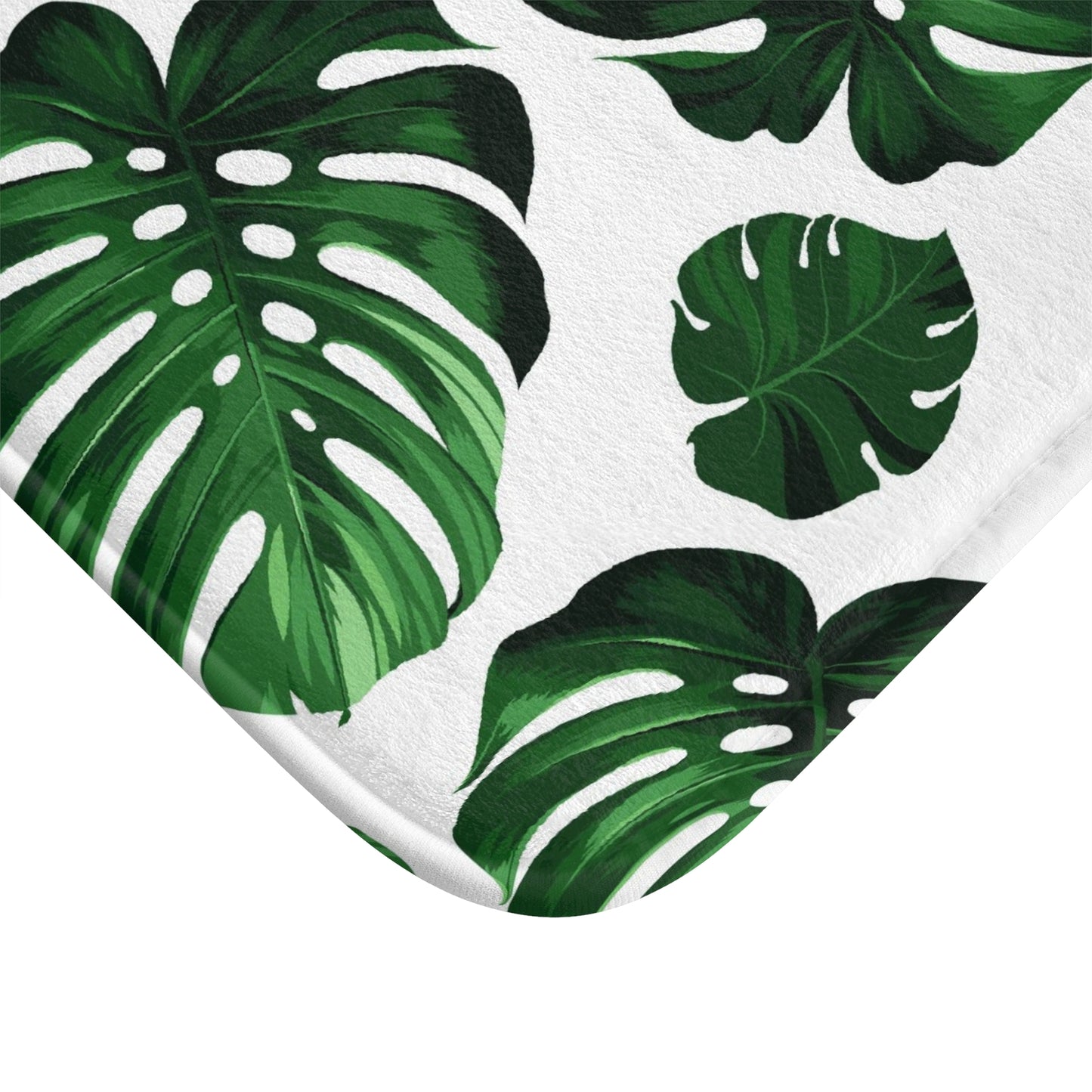 Akaka Monstera Custom Hawaiian Print Memory Foam Bath Mat, Matching Bathroom Sets