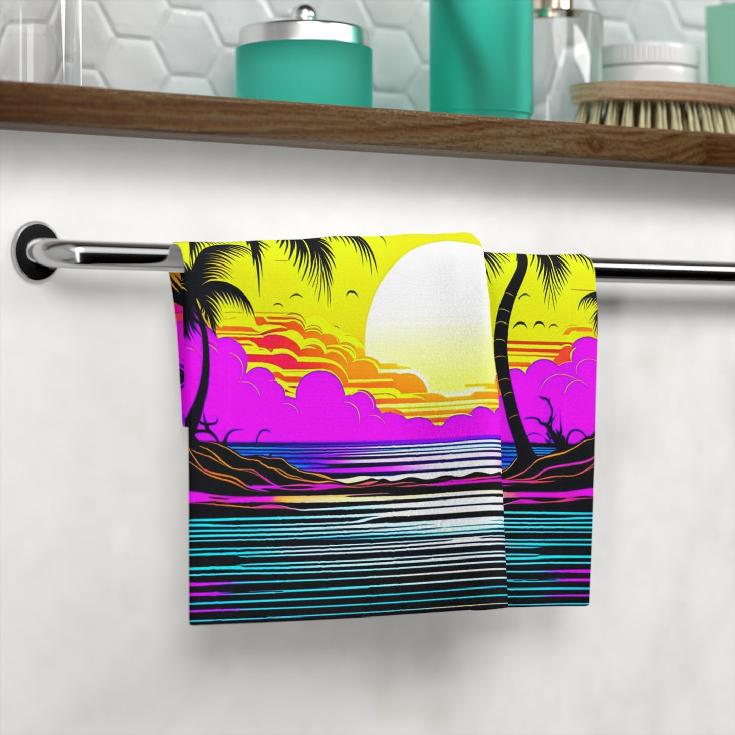 New Wave Custom Hawaiian Print Face Towel, Bath Towel, Bathroom Sets, Matching Bathroom Sets