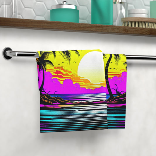 New Wave Custom Hawaiian Print Face Towel, Bath Towel, Bathroom Sets, Matching Bathroom Sets