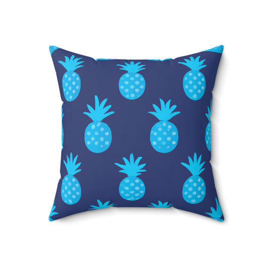 Blue Pineapple Custom Hawaiian Keiki Print Faux Suede Square Pillow, Decorative Square Throw Pillow,