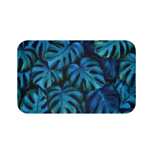 Po Monstera Custom Hawaiian Print Memory Foam Bath Mat, Matching Bathroom Sets