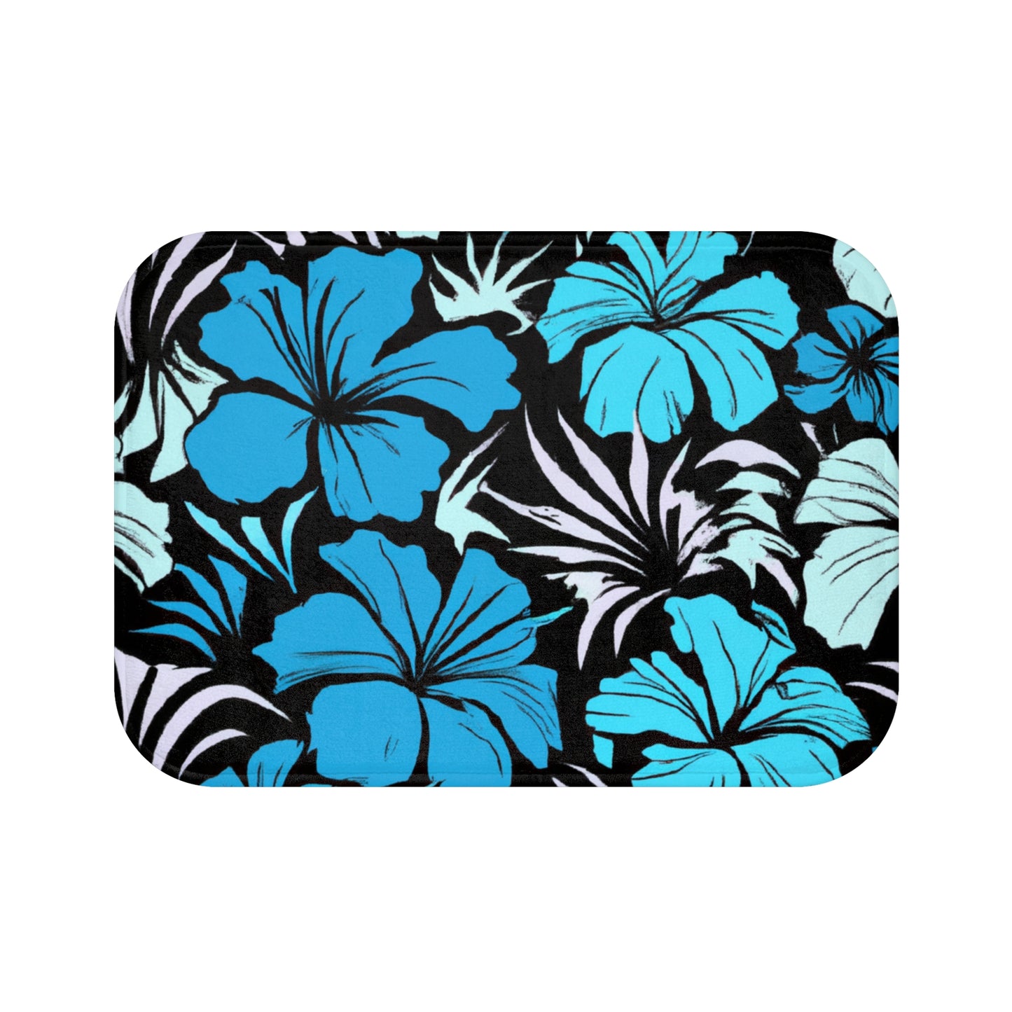 Blue Hibiscus, Custom Hawaiian Design, Bath Mat