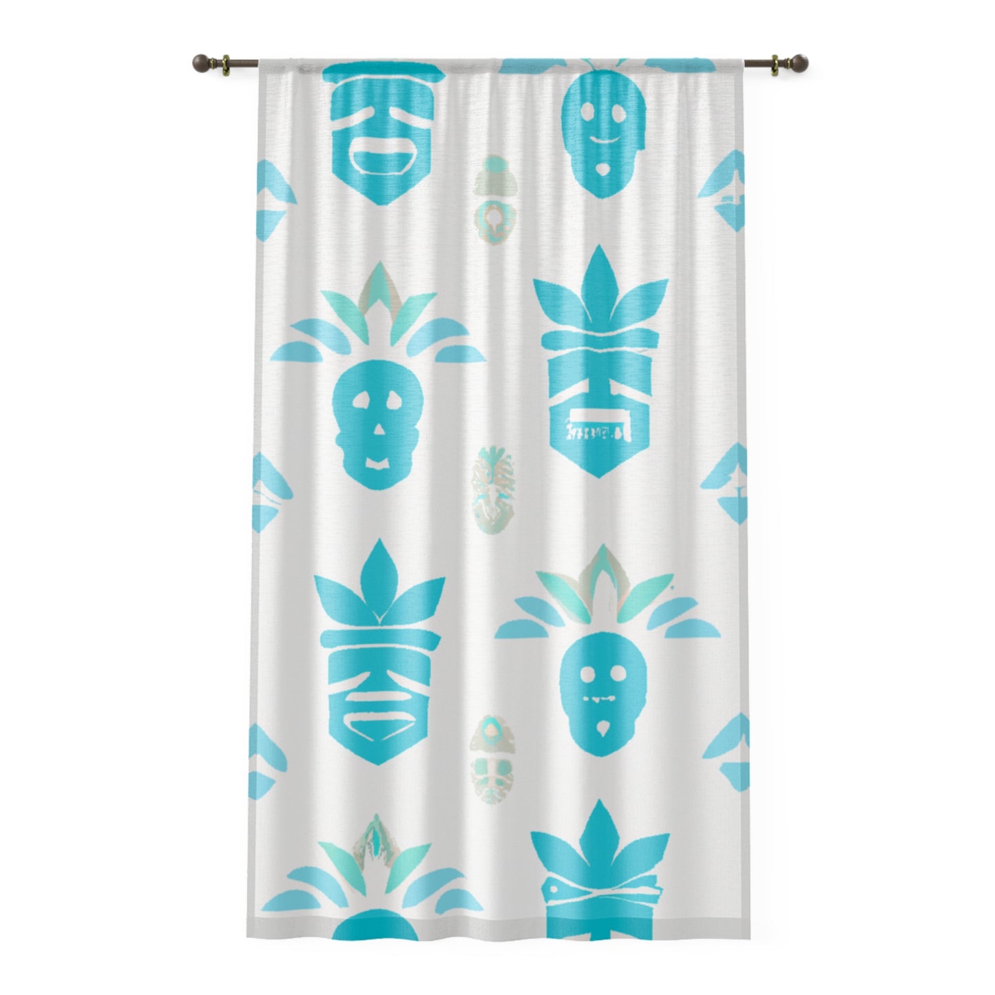 Blue Tiki Right Side Custom Hawaiian Keiki Print Window Curtain, Window Coverings, Kids Room Decor, Nursery, Play Room, Window Treatments, Home Decor