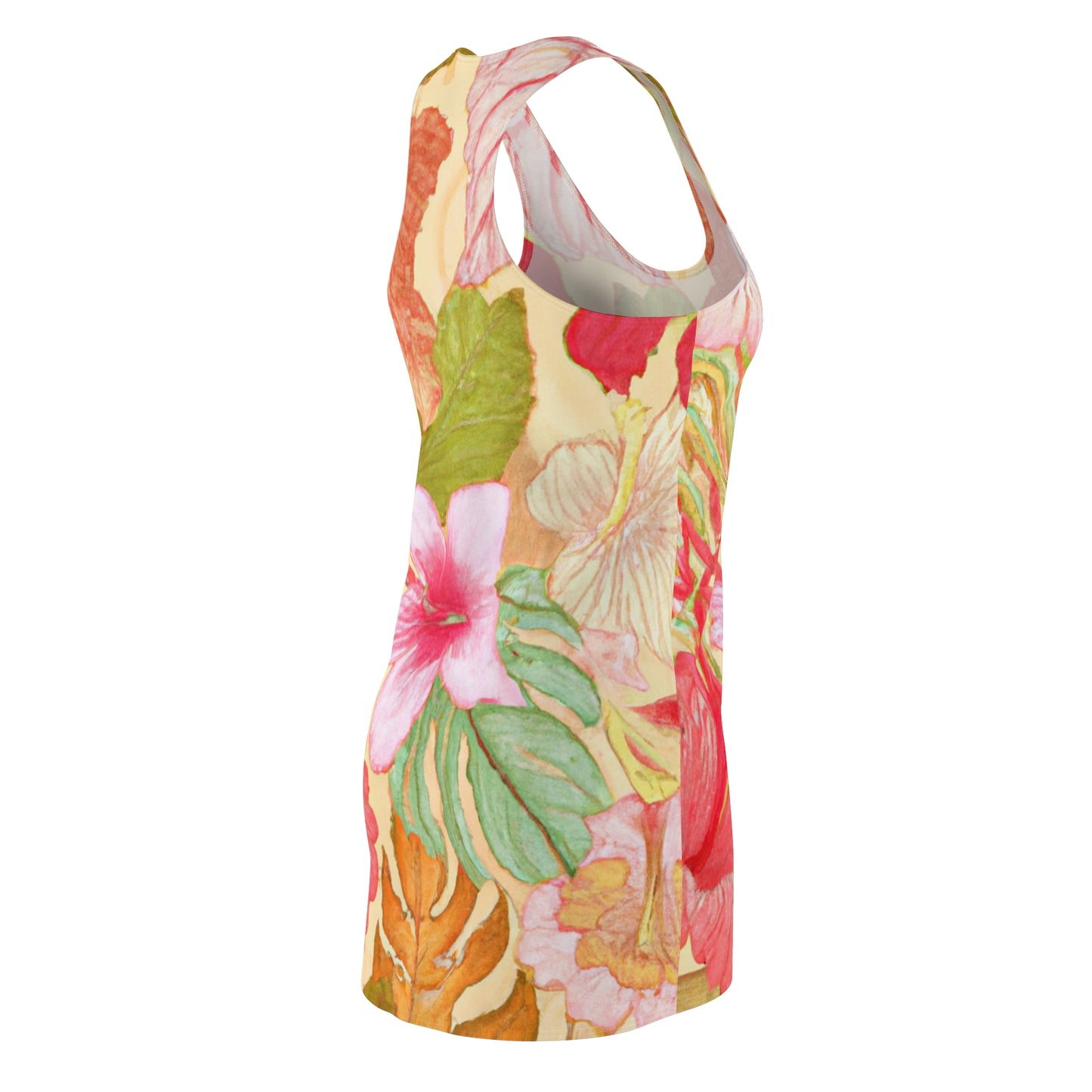 Tropical on Yellow Women's Cut & Sew Racerback Dress