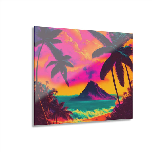 Vintage Tropical Custom Tropical Vintage Design Acrylic Prints, Custom Hawaiian Print Canvas Gallery Wraps, Canvas, Hawaiian Canvas, Hawaiian Decor