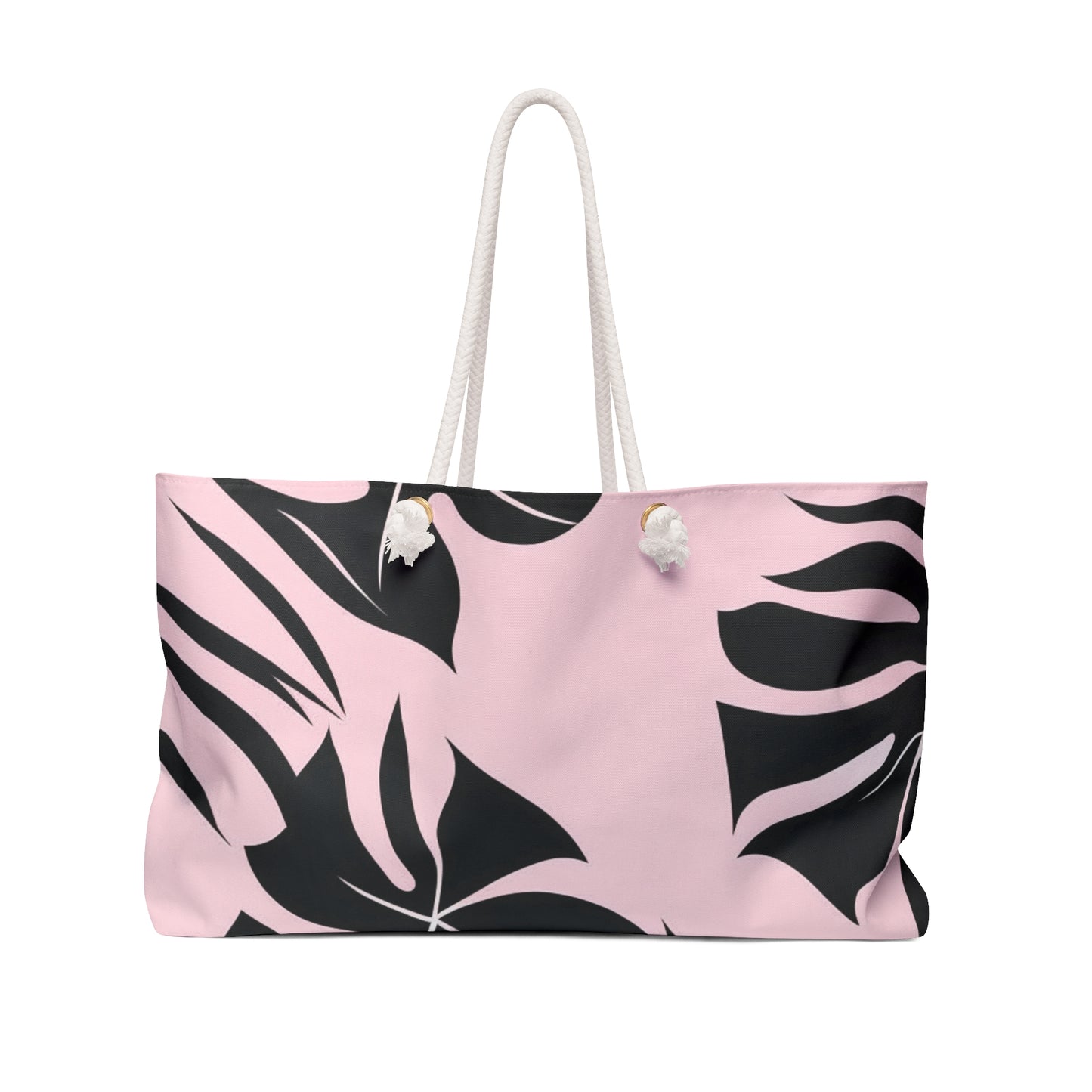 Black Monstera on Pink Weekender Bag