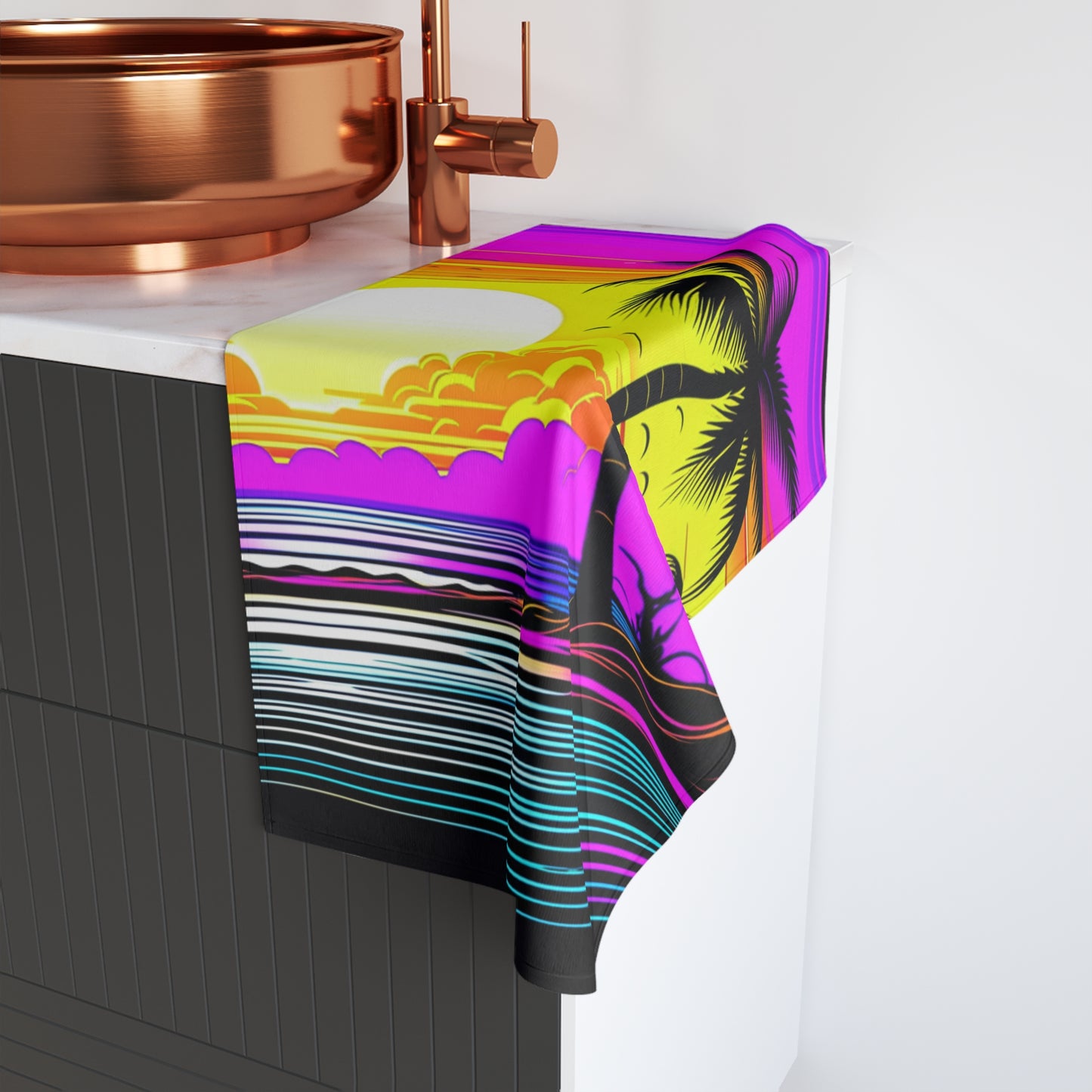 New Wave Custom Hawaiian Print Hand Towel,Bath Towel, Bathroom Sets, Matching Bathroom Sets