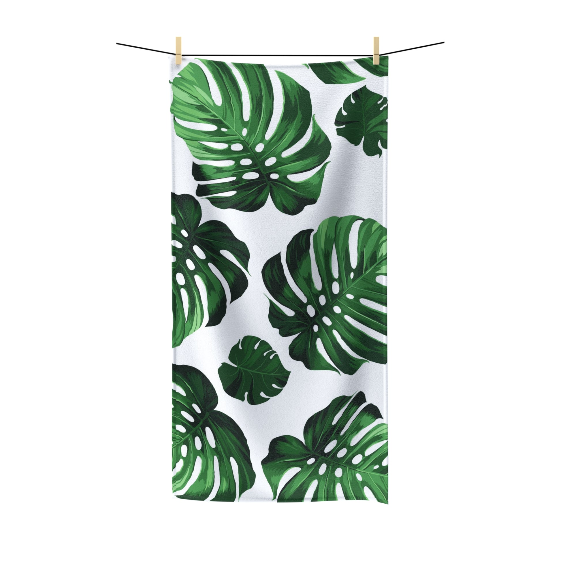 monstera deliciosa bath towels Akaka Monstera Custom Hawaiian Print Poly-Cotton Towel, Bath Towel, Ba – CaliKona