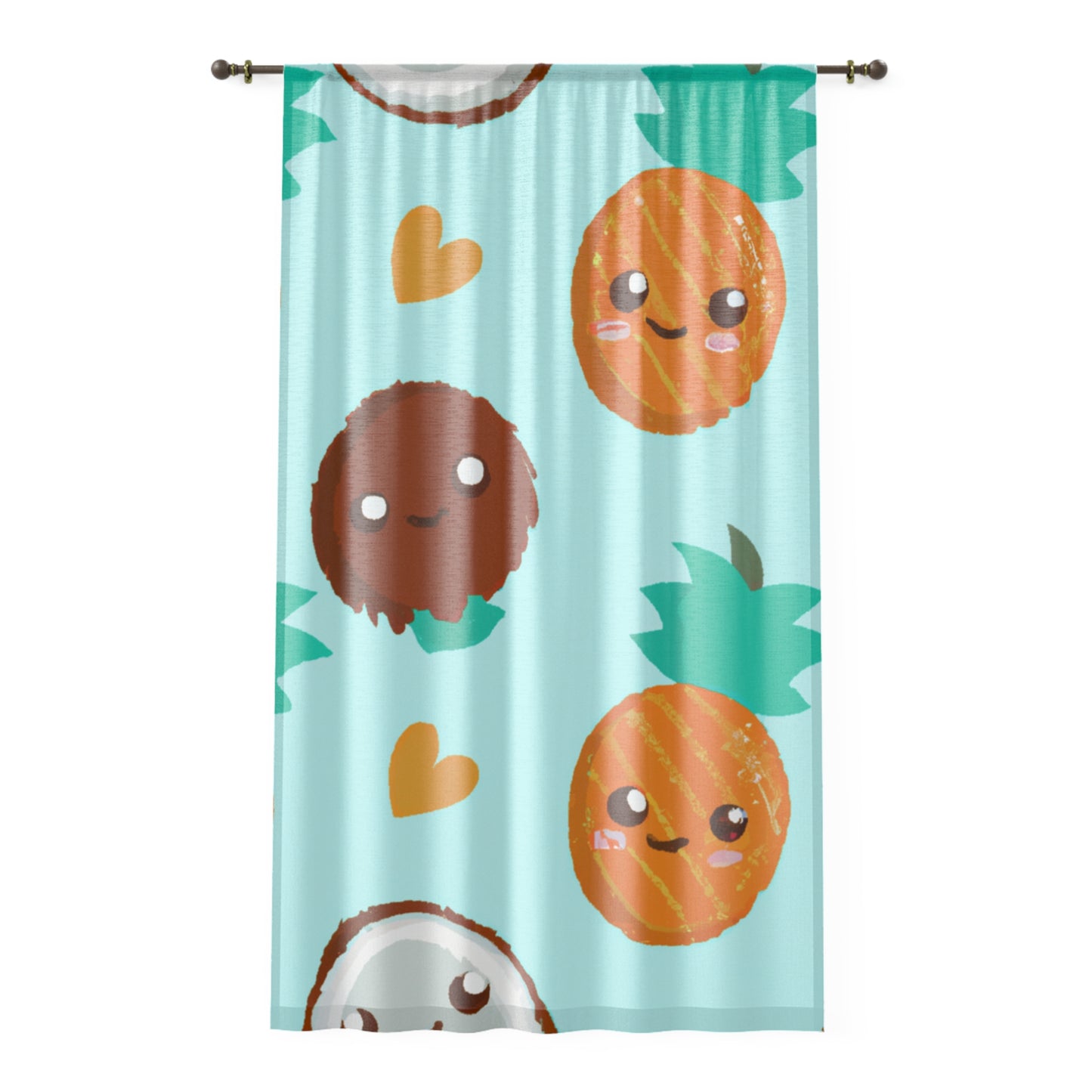 Coco and Pina Right Side Custom Hawaiian Keiki Print Window Curtain, Window Coverings, Kids Room Decor, Nursery, Play Room, Window Treatments, Home Decor