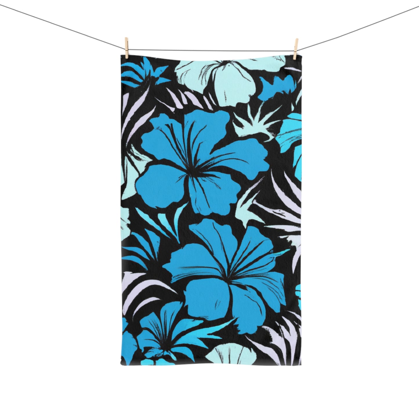 Blue Hibiscus, Custom Hawaiian Design, Hand Towel